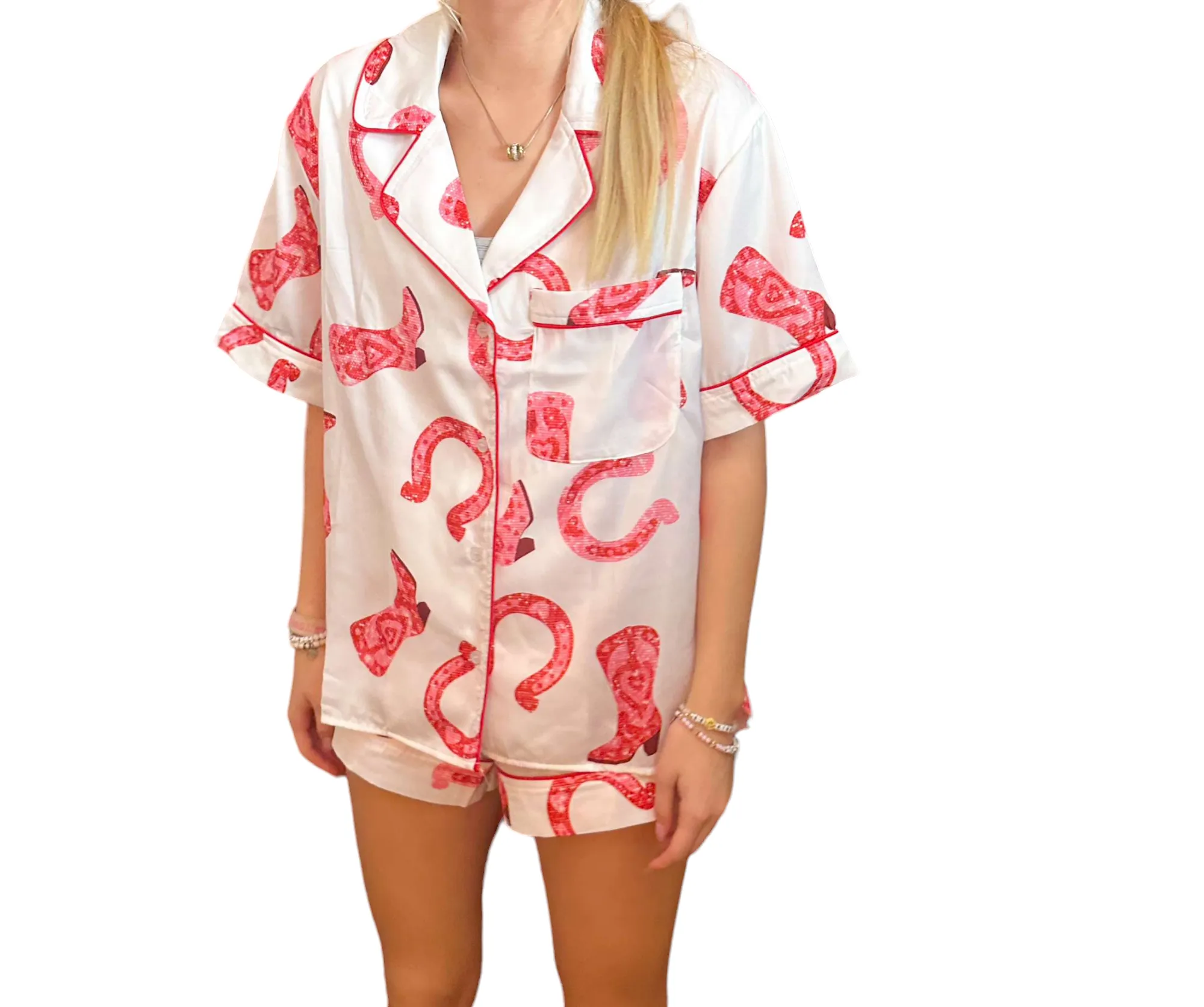 Horseshoe & Boots Luxe Silk Pajama Set