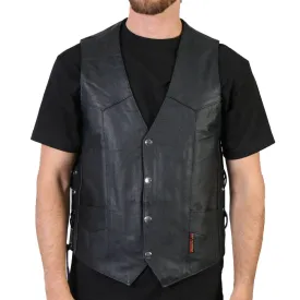 Hot Leathers VSM1022 Men's Black 'Conceal and Carry' Leather Vest