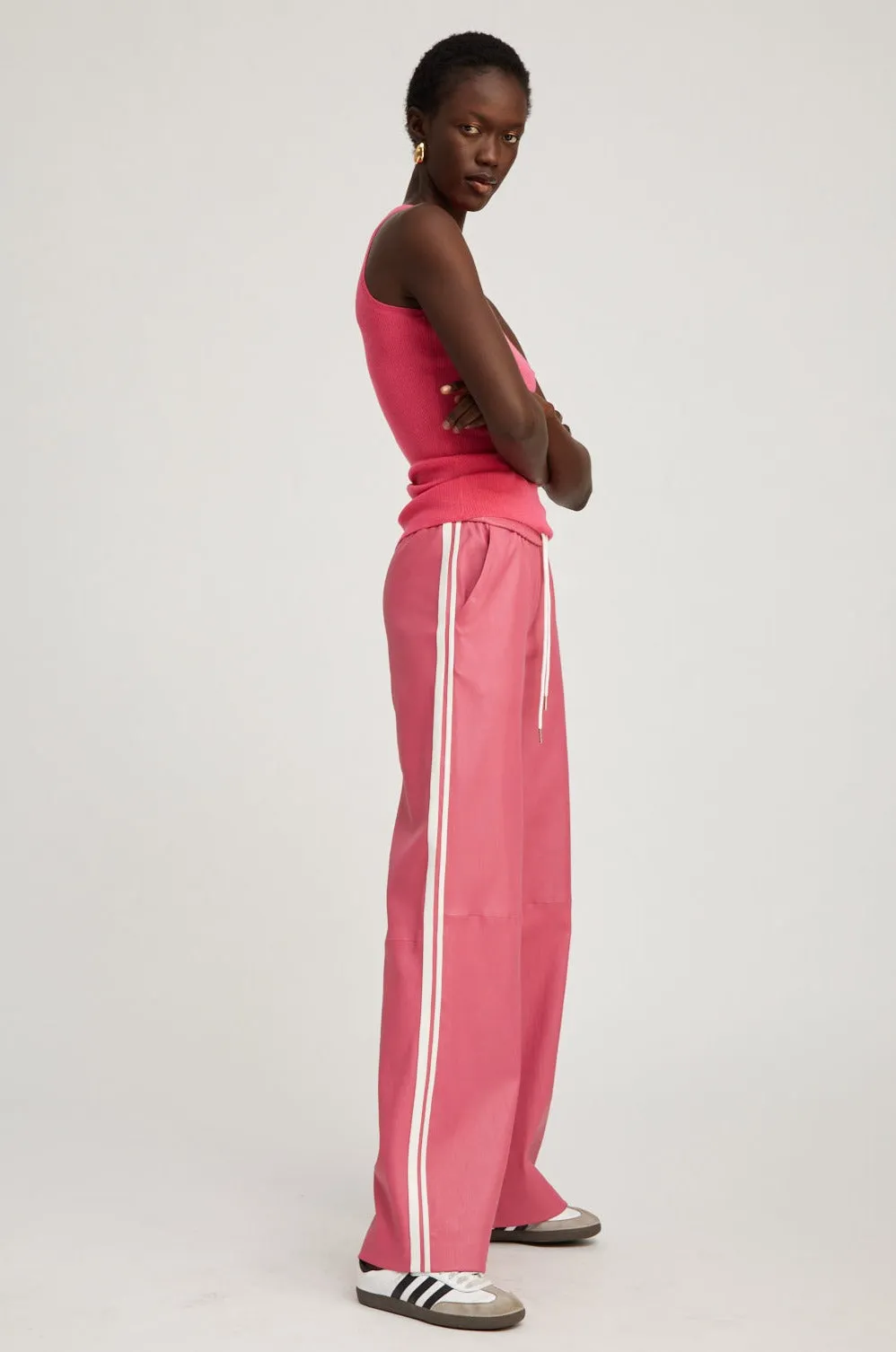 Hot Pink Leather Baggy Athletic Pants