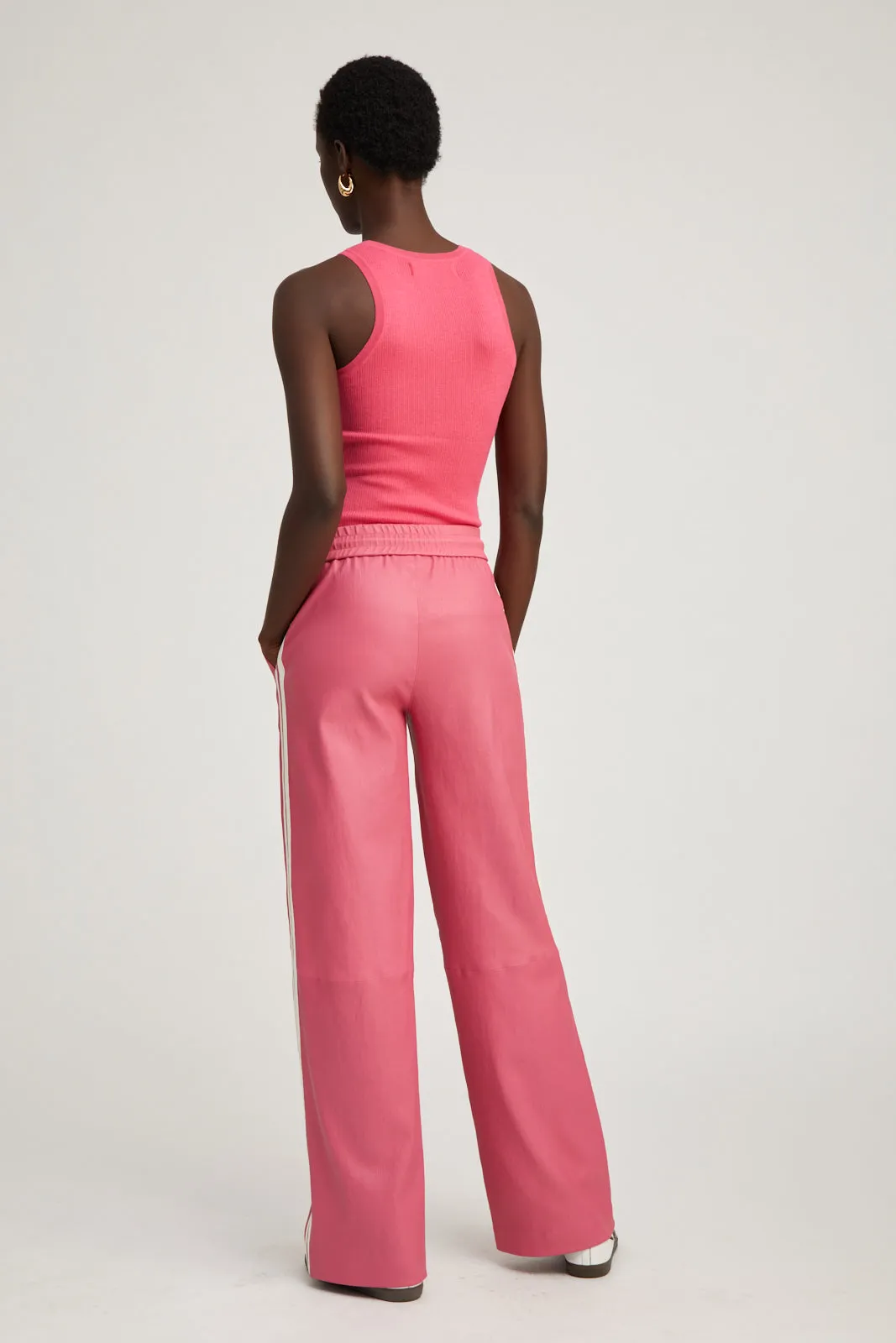 Hot Pink Leather Baggy Athletic Pants