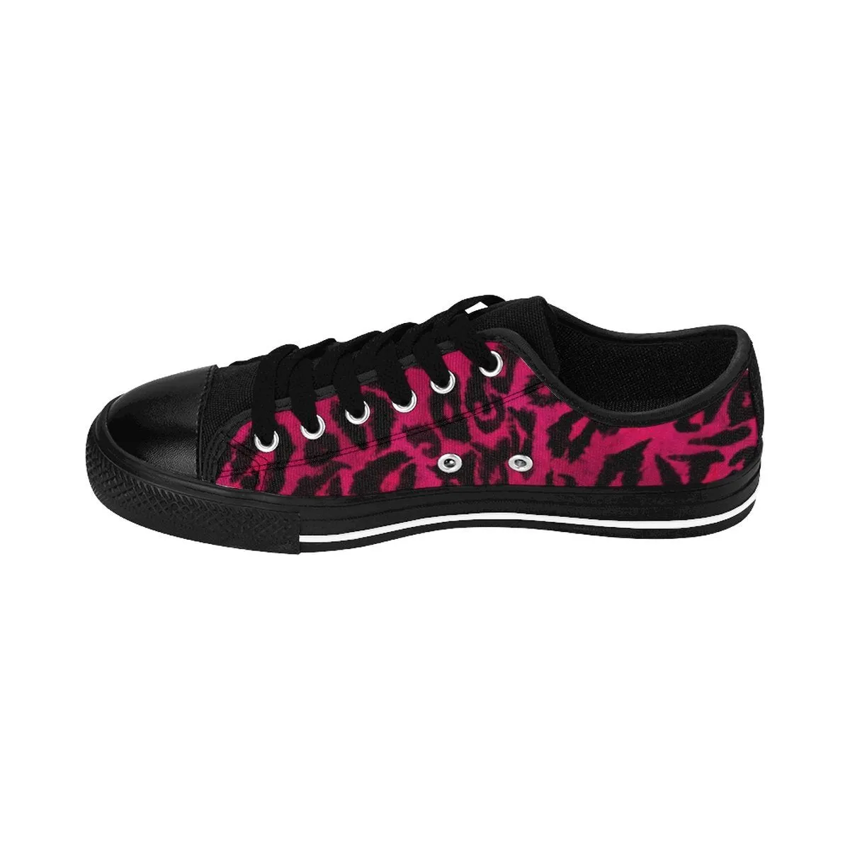 Hot Pink Leopard Men's Sneakers, Animal Print Premium Low Top Canvas Running Shoes