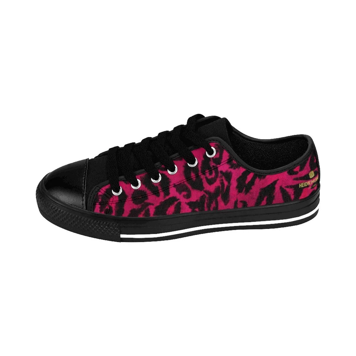 Hot Pink Leopard Men's Sneakers, Animal Print Premium Low Top Canvas Running Shoes