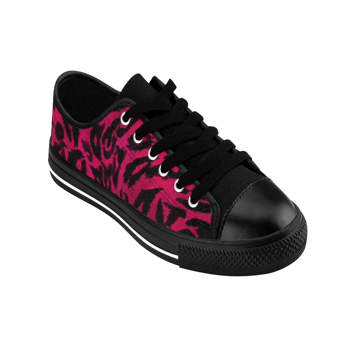 Hot Pink Leopard Men's Sneakers, Animal Print Premium Low Top Canvas Running Shoes