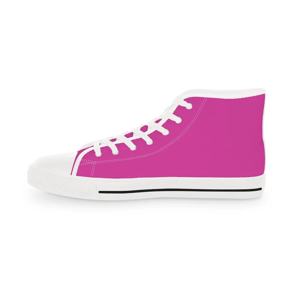 Hot Pink Men's High Tops, Modern Minimalist Best Men's High Top Sneakers (US Size: 5-14)