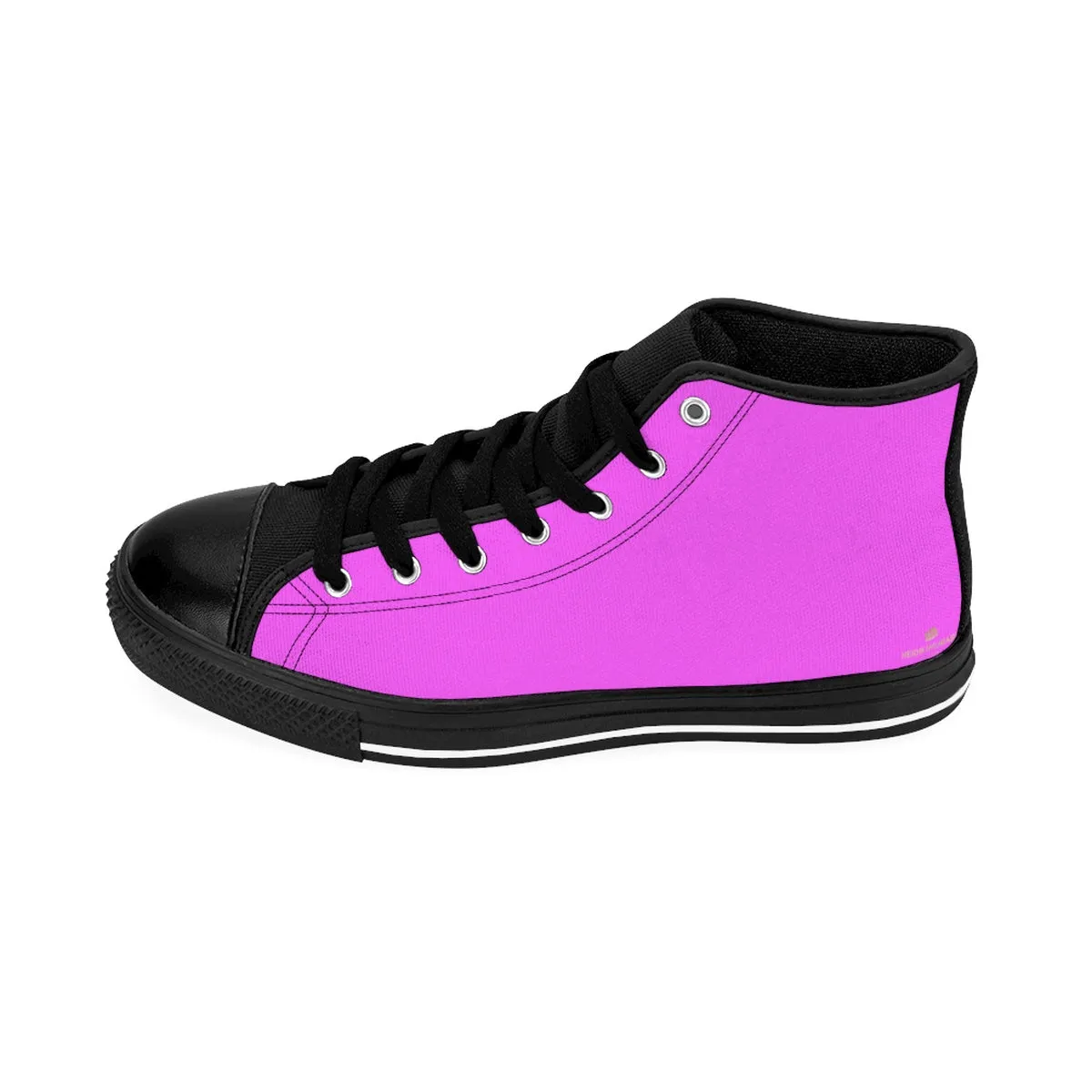 Hot Pink Men's High Tops, Solid Color Print Premium High-top Premium Fashion Sneakers