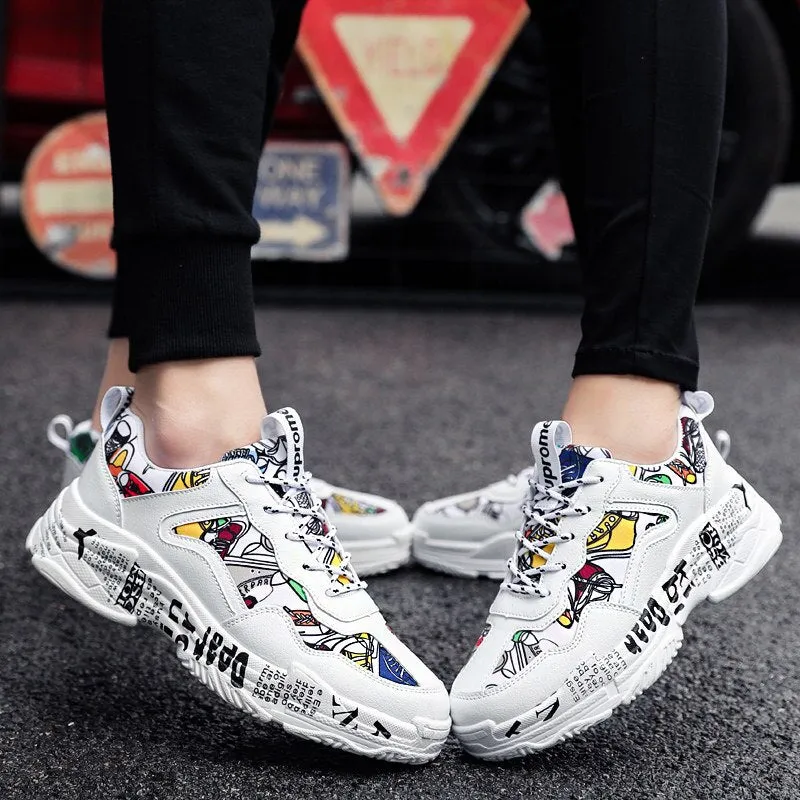 Hot Sale Lovers Fashion Graffiti Sneakers Men Shoes Colorful Print Men Casual Sneakers Breathable Trainers Man zapatillas hombre