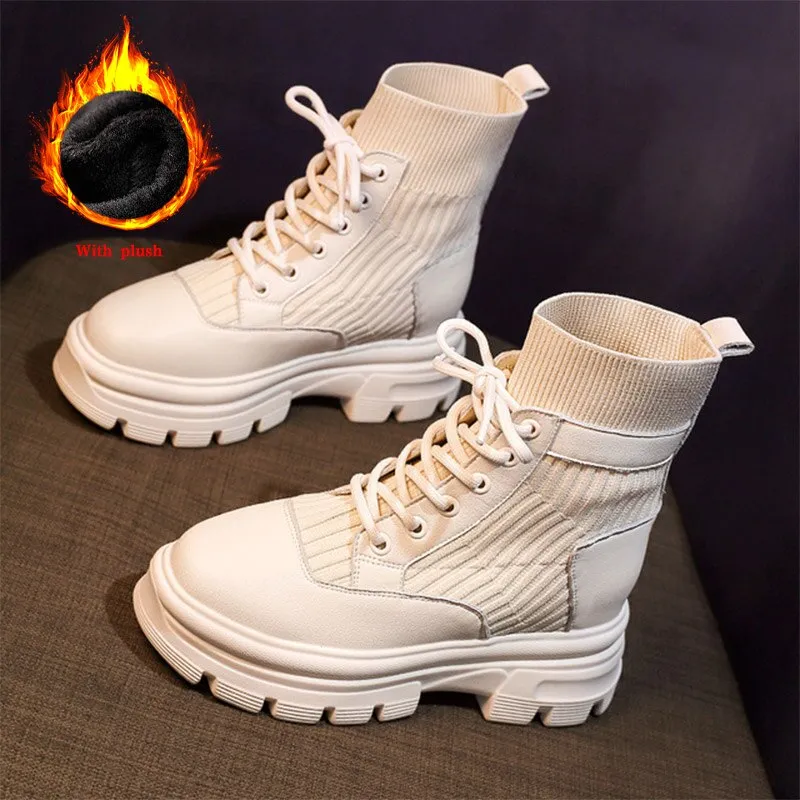 Hot Women Fashion Autumn and Winter Nude Boots 2022 New Casual Women Shoes Short Boots Woman British Style Botas De Mujer