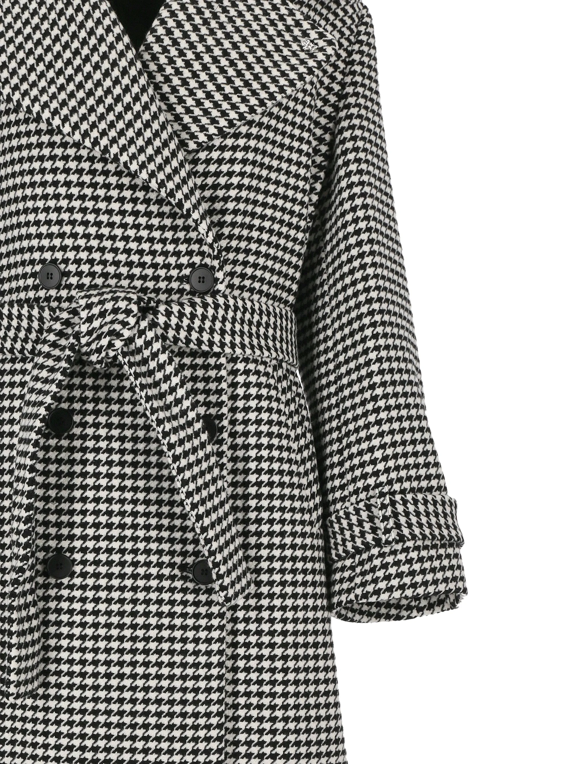 Houndstooth Long Trench Coat