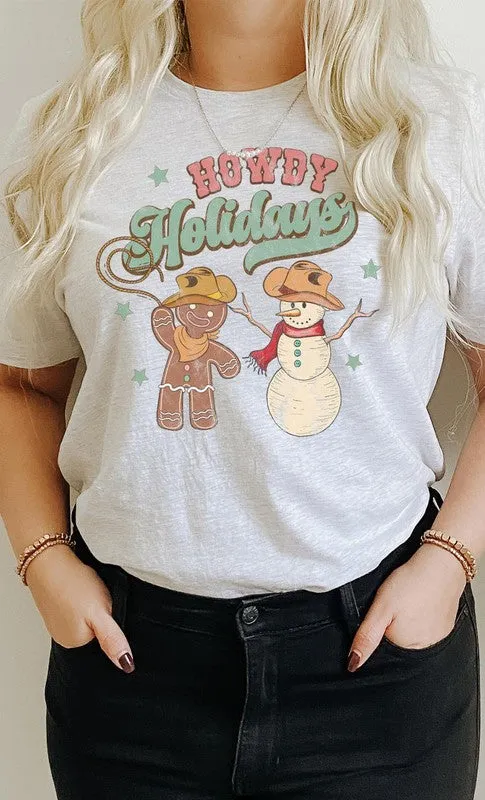 Howdy Holidays Cowboy Gingerbread Snowman Tee