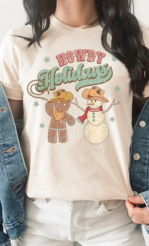 Howdy Holidays Cowboy Gingerbread Snowman Tee