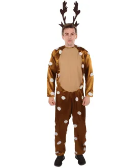 HPO Adult Men's Animal Jumpsuit Reindeer Costume I Suitable for Halloween I Flame-retardant Synthetic Fabric