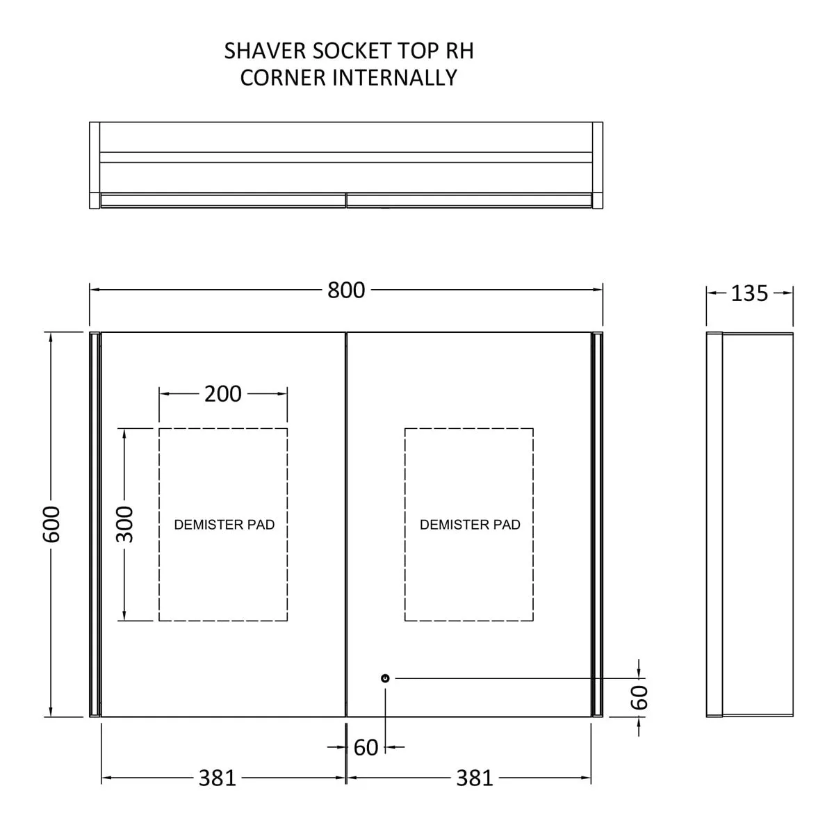 Hudson Reed 800 mm LED Touch Sensor Mirror Cabinet 2 Door in Silver