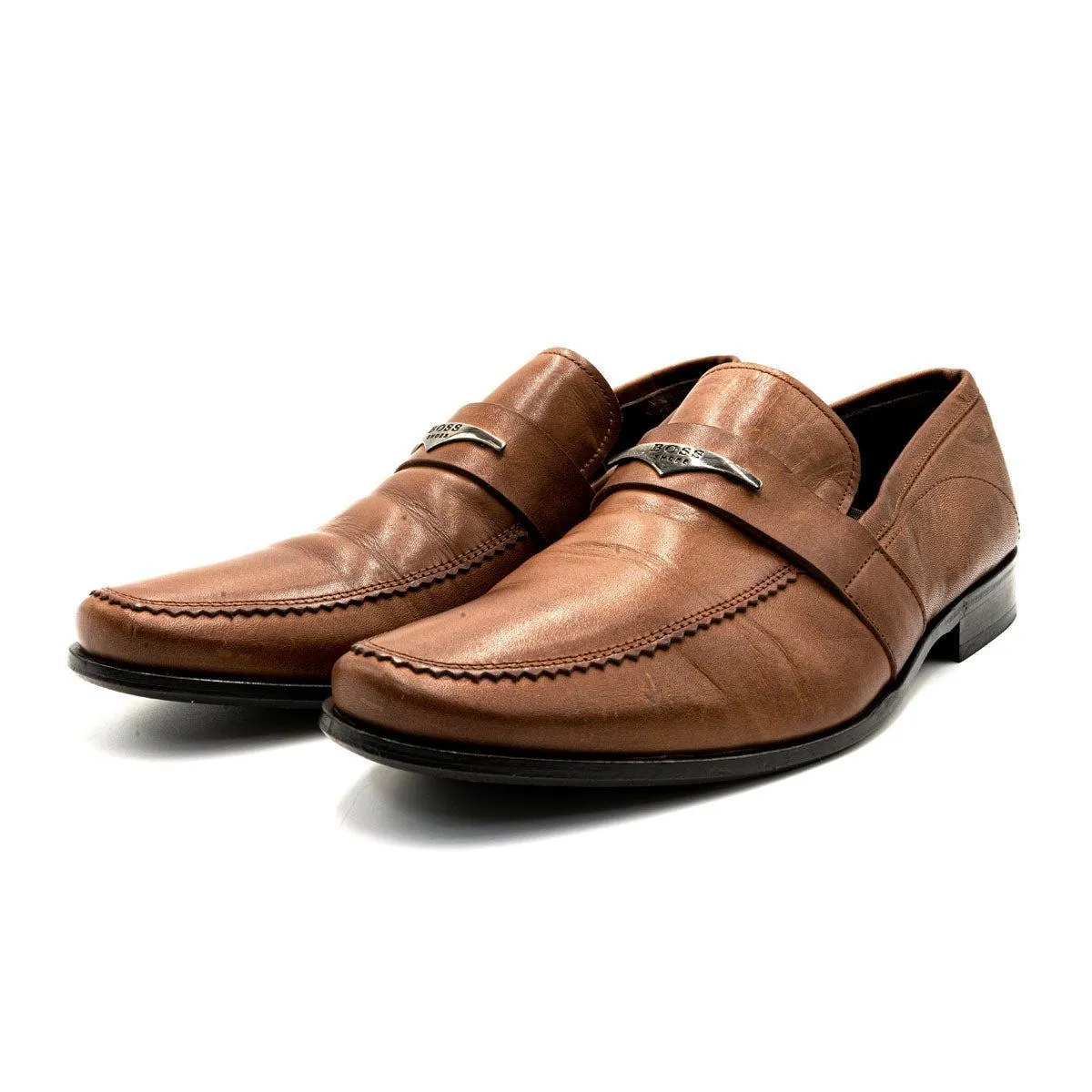 Hugo Boss Boss Formal Slip Ons Leather Brown Colour For Men