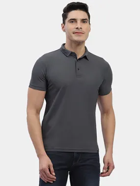 Hummel Men Grey Swift Sports Polo Collar Tshirt