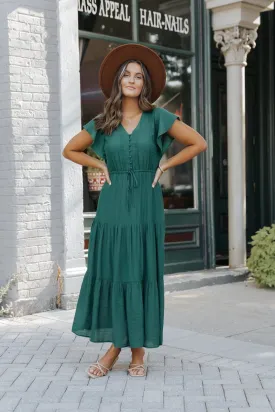 Hunter Green Lace Tiered Maxi Dress - FINAL SALE