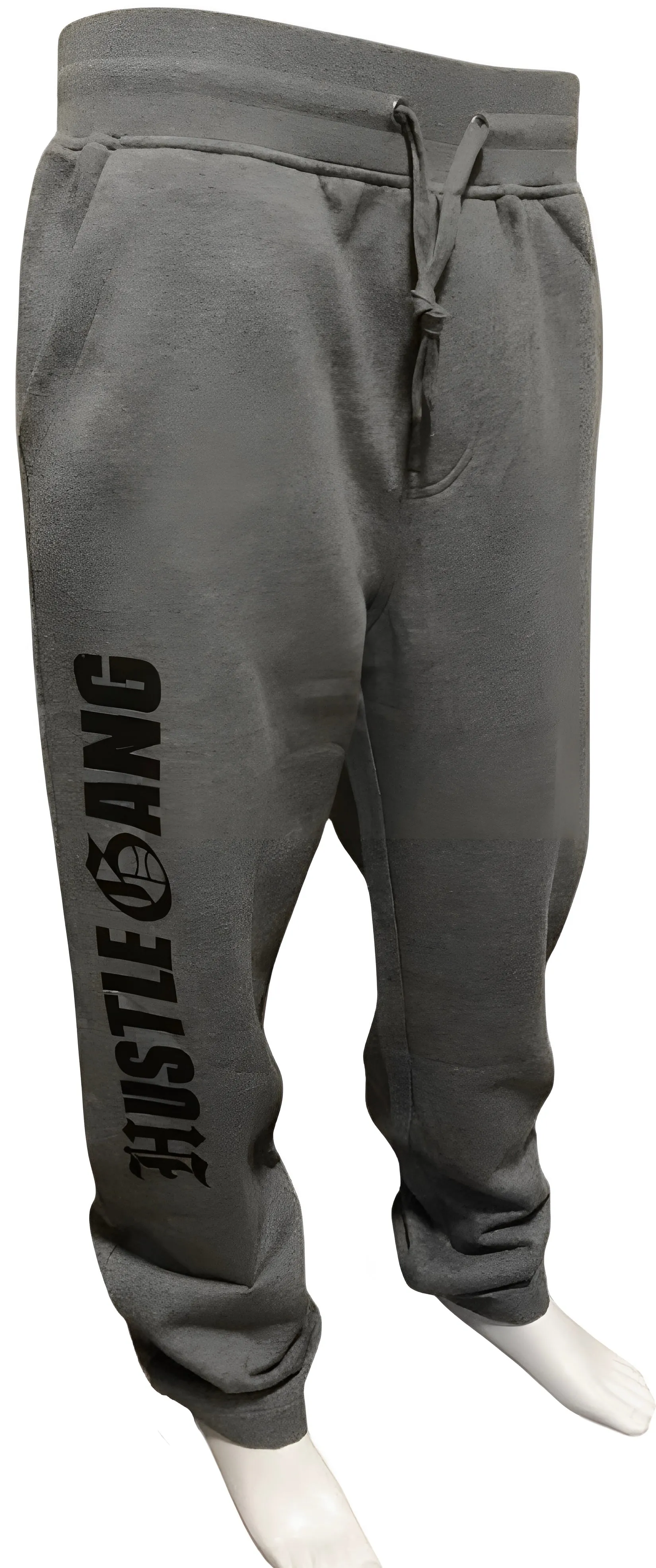 ^HUSTLE GANG^ (GREY) OPEN LEG JOGGER SWEATPANTS