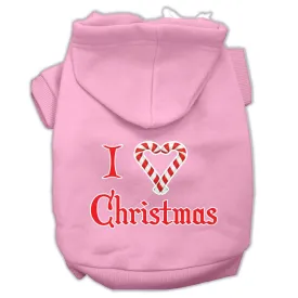 I Heart Christmas Screen Print Pet Hoodies Light Pink Size XXL (18)