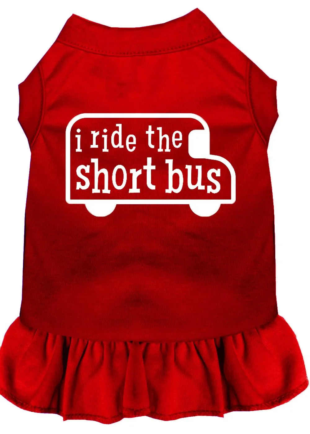 I Ride The Short Bus Screen Print Dress Red Lg (14)