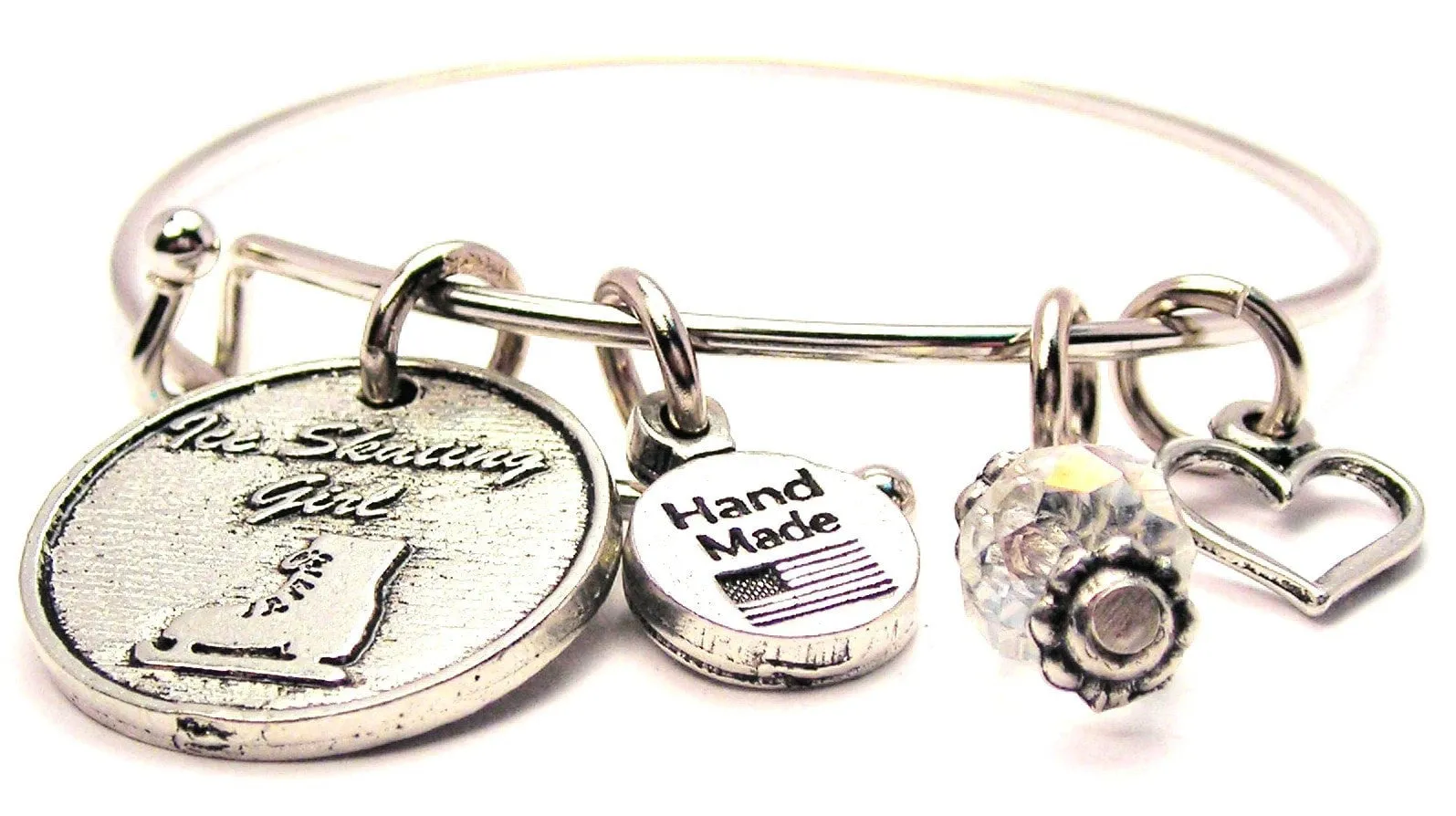 Ice Skating Girl Expandable Bangle Bracelet