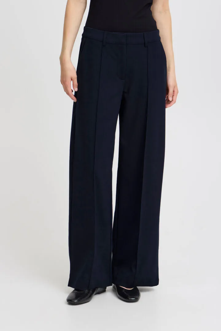 ichi Kate Sus Wide Leg Trousers-Total Eclipse-20116768