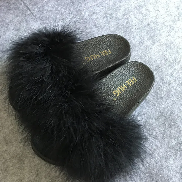 “Icons doll” Fluffy fuzzy fur slides slipper