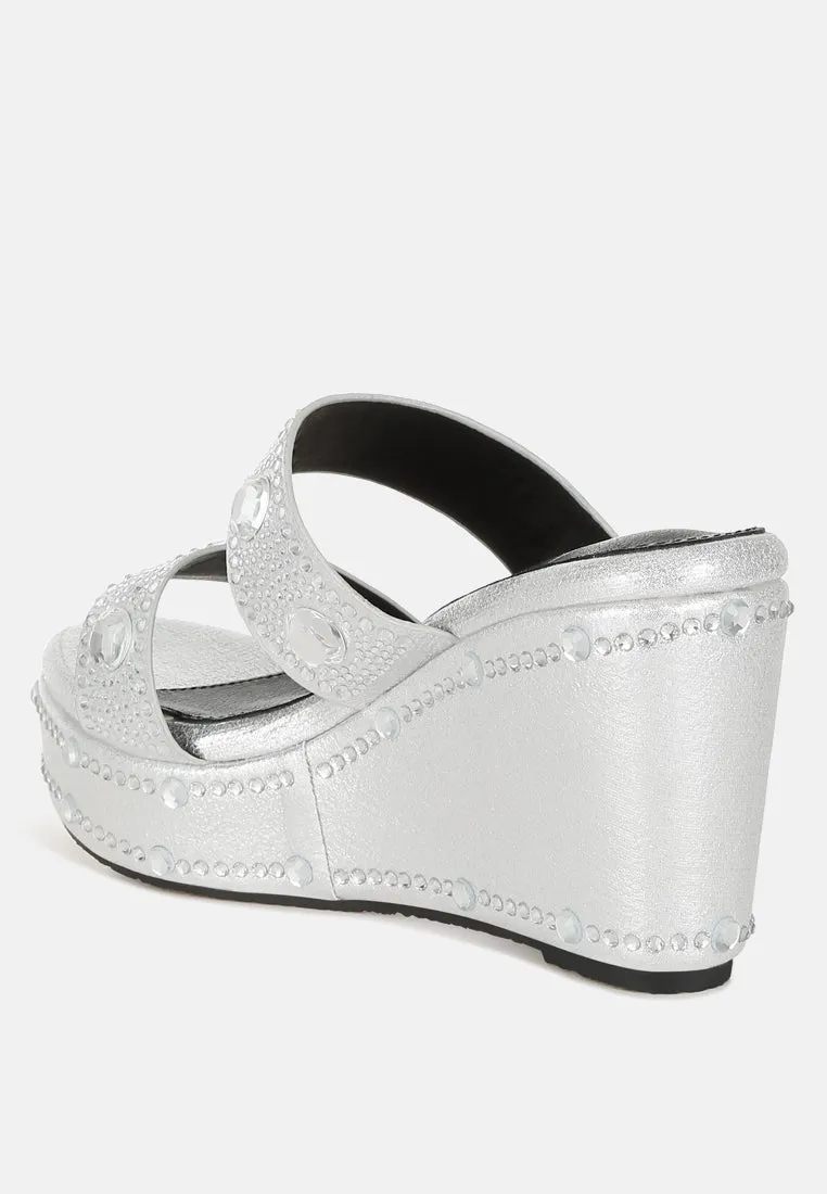 Iki Diki Rhinestone & Diamante Wedge Sandals