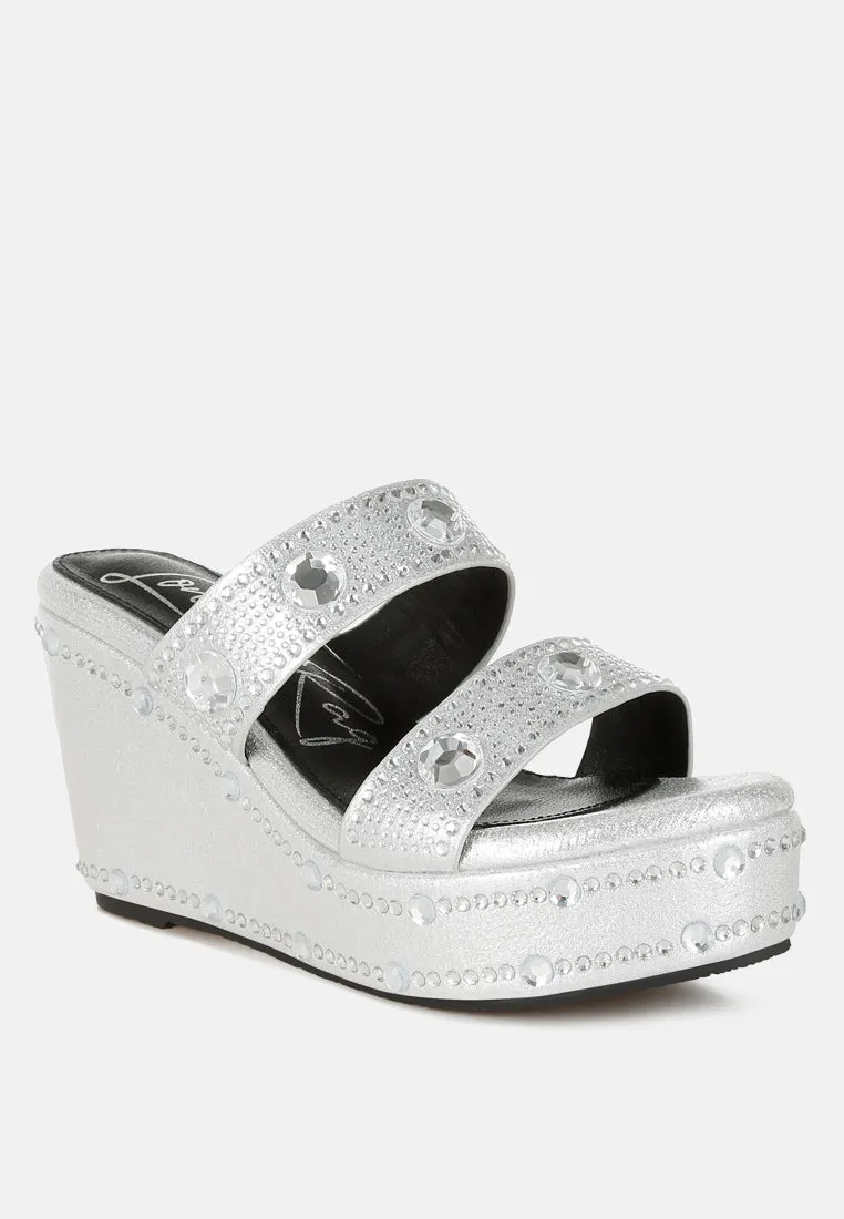 Iki Diki Rhinestone & Diamante Wedge Sandals