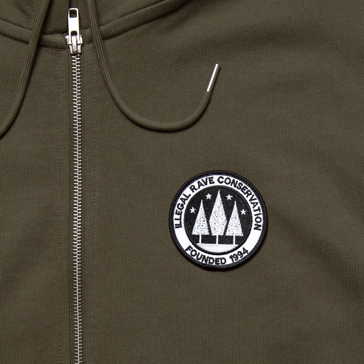 Illegal Rave Crest - Zipped Hood - Khaki