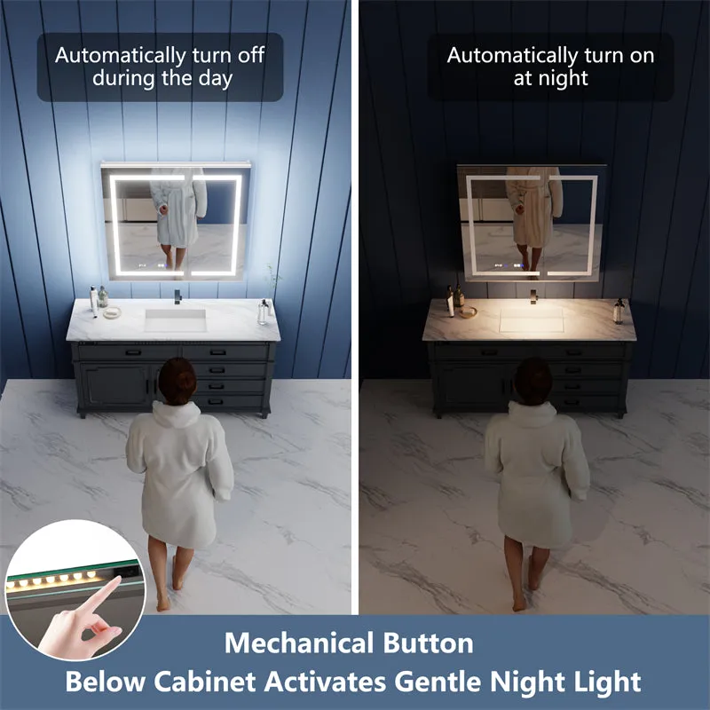 Illusion-B 42" x 36" LED Lighted Inset Mirrored Medicine Cabinet with Magnifiers Front and Back Light