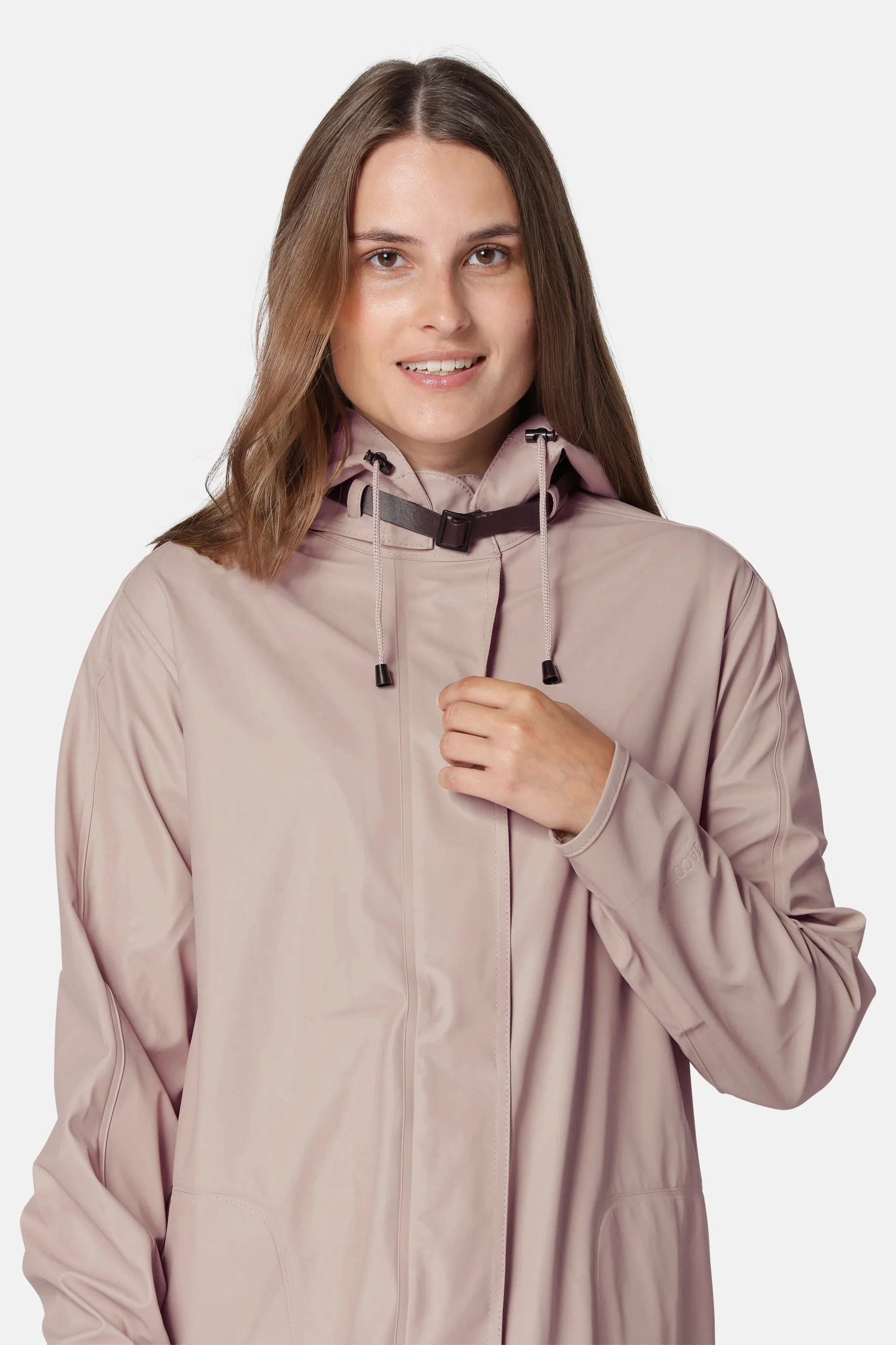 Ilse Jacobsen Hornbæk Rain 71 Hooded Rubberized Coat | Adobe Rose