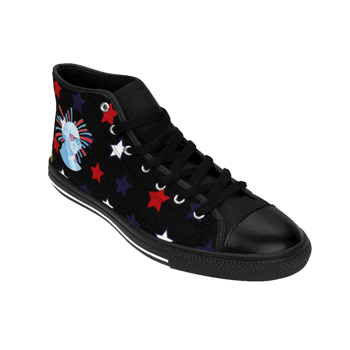 Independence Day Men's Sneakers, July 4th Men's Black Best High-Top Shoes (US Size: 6-14)