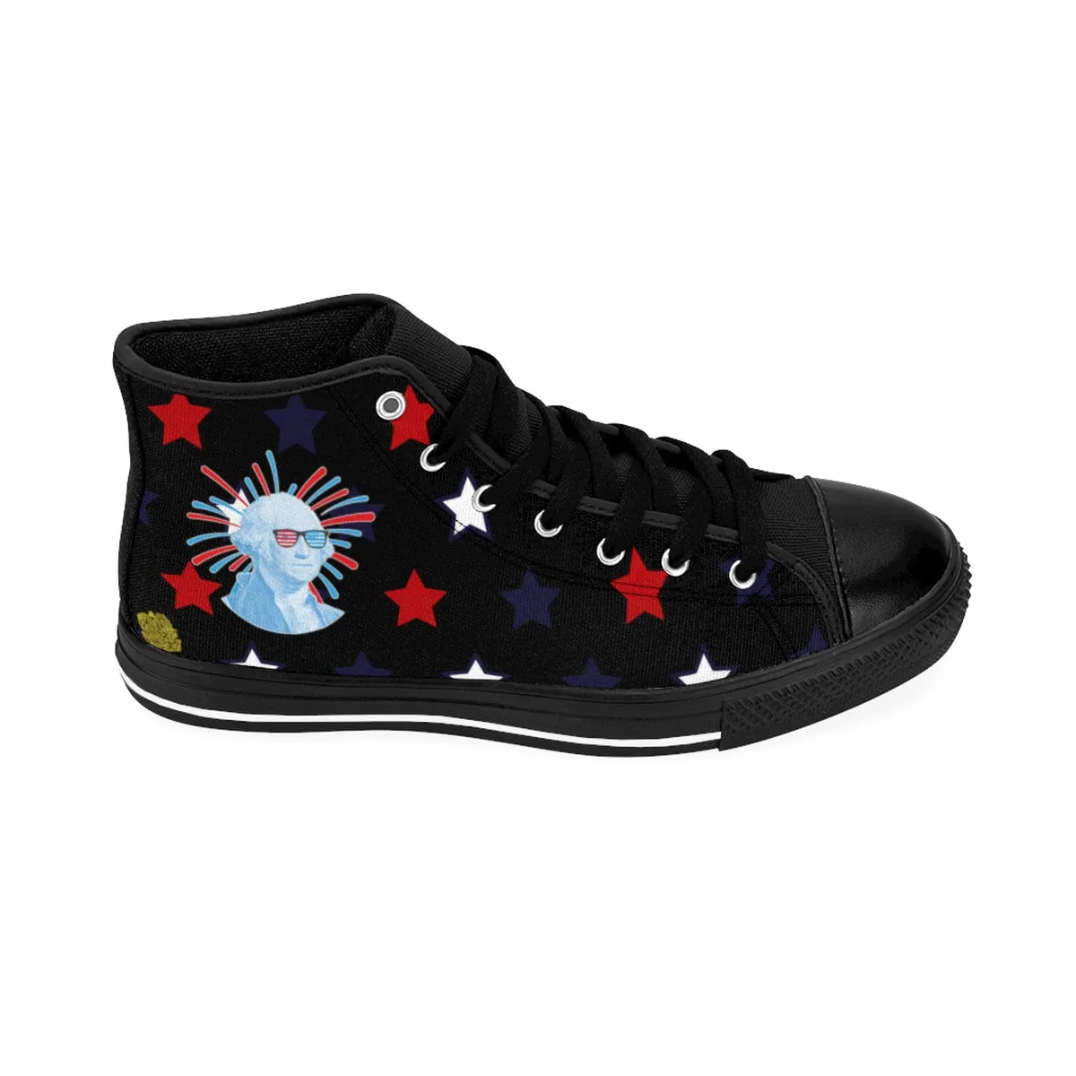 Independence Day Men's Sneakers, July 4th Men's Black Best High-Top Shoes (US Size: 6-14)