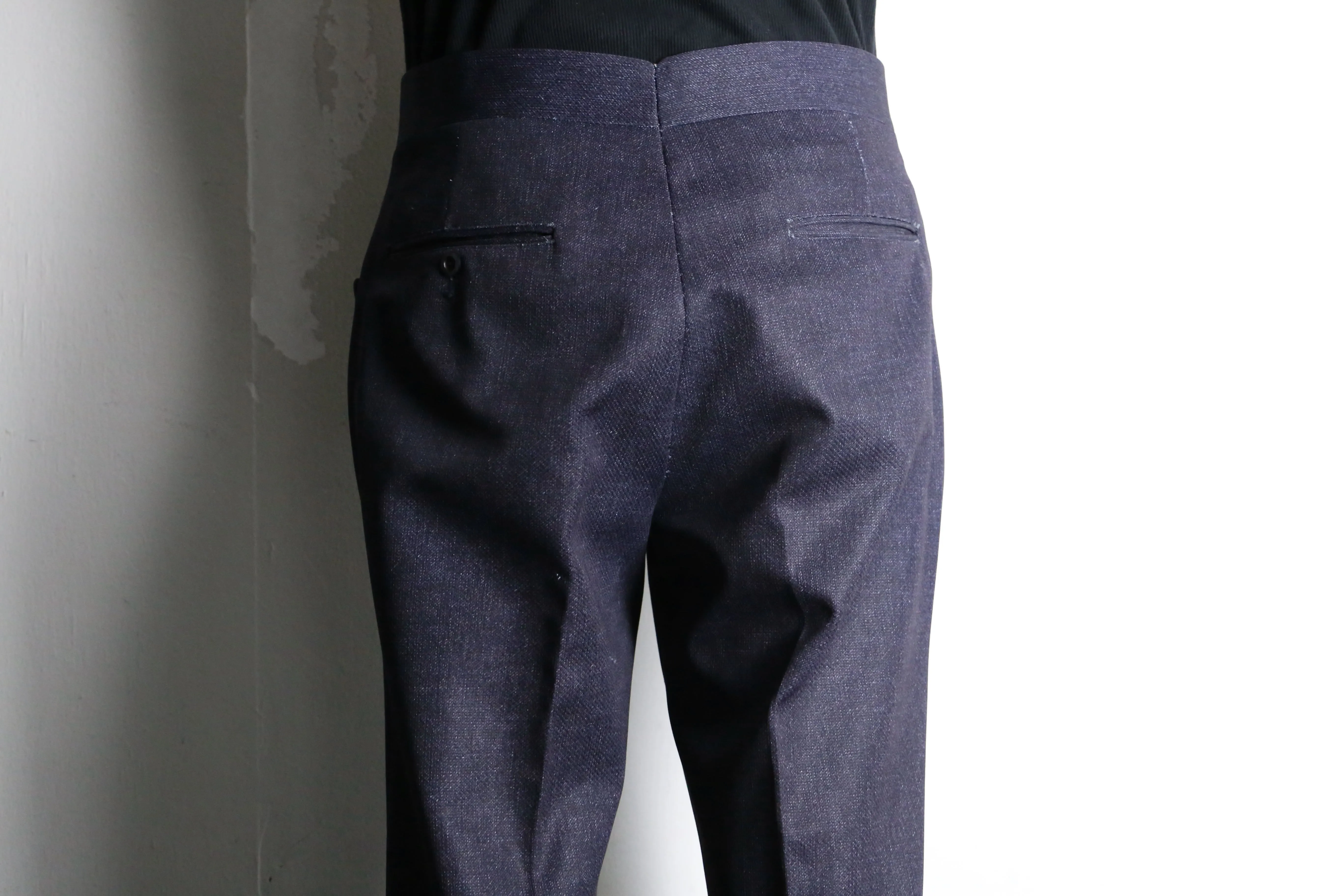 Indigo blue color semi flare slacks