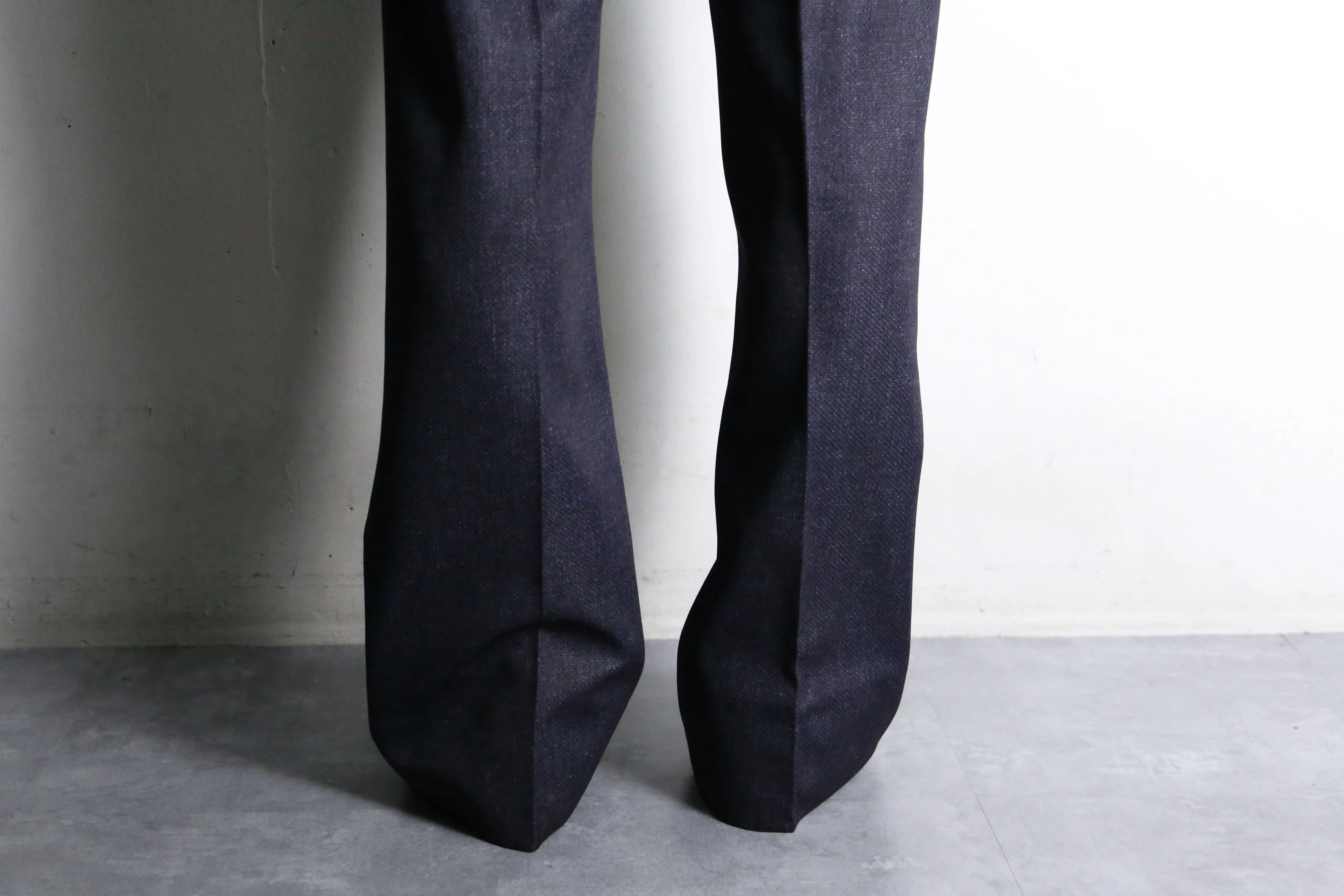 Indigo blue color semi flare slacks