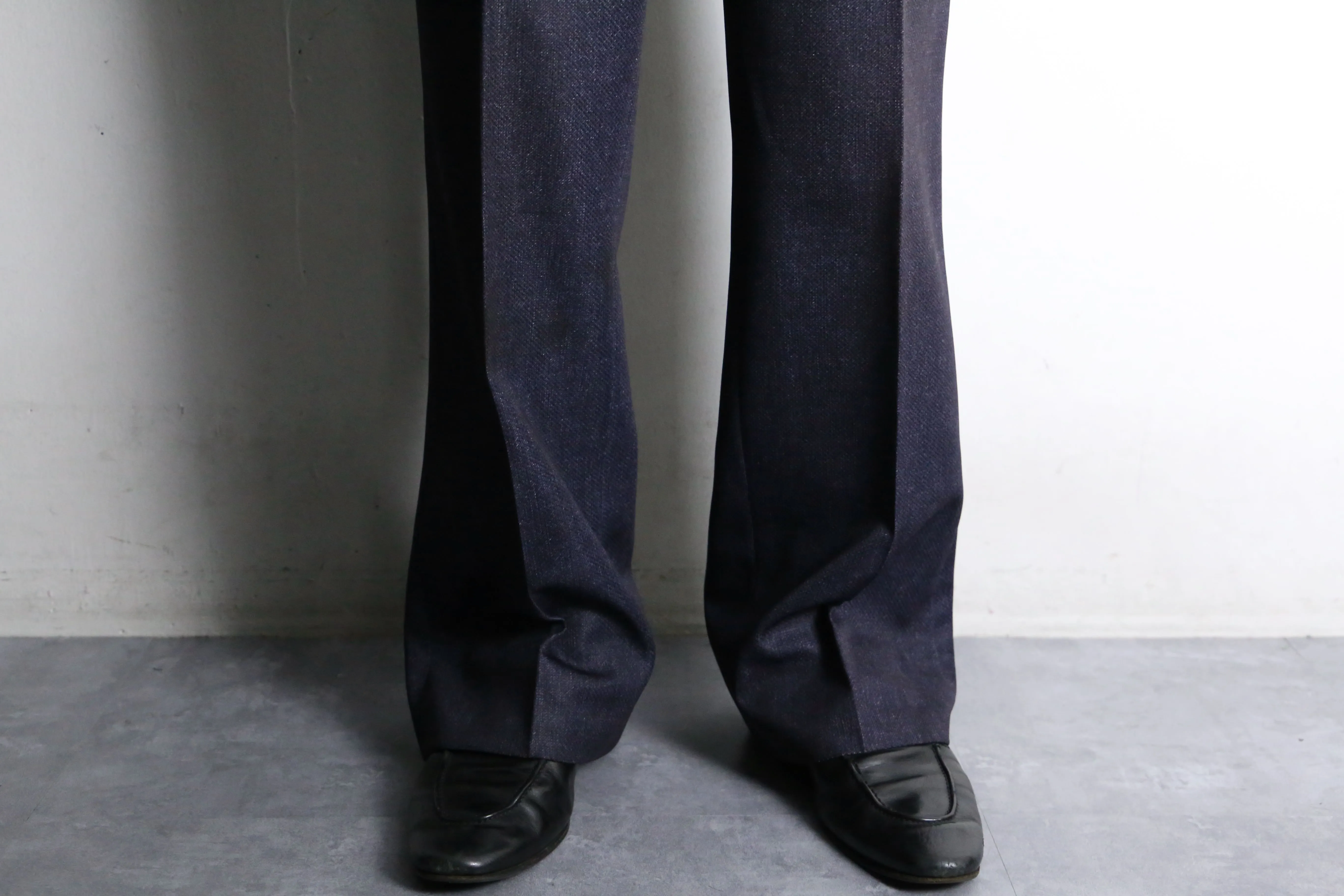 Indigo blue color semi flare slacks