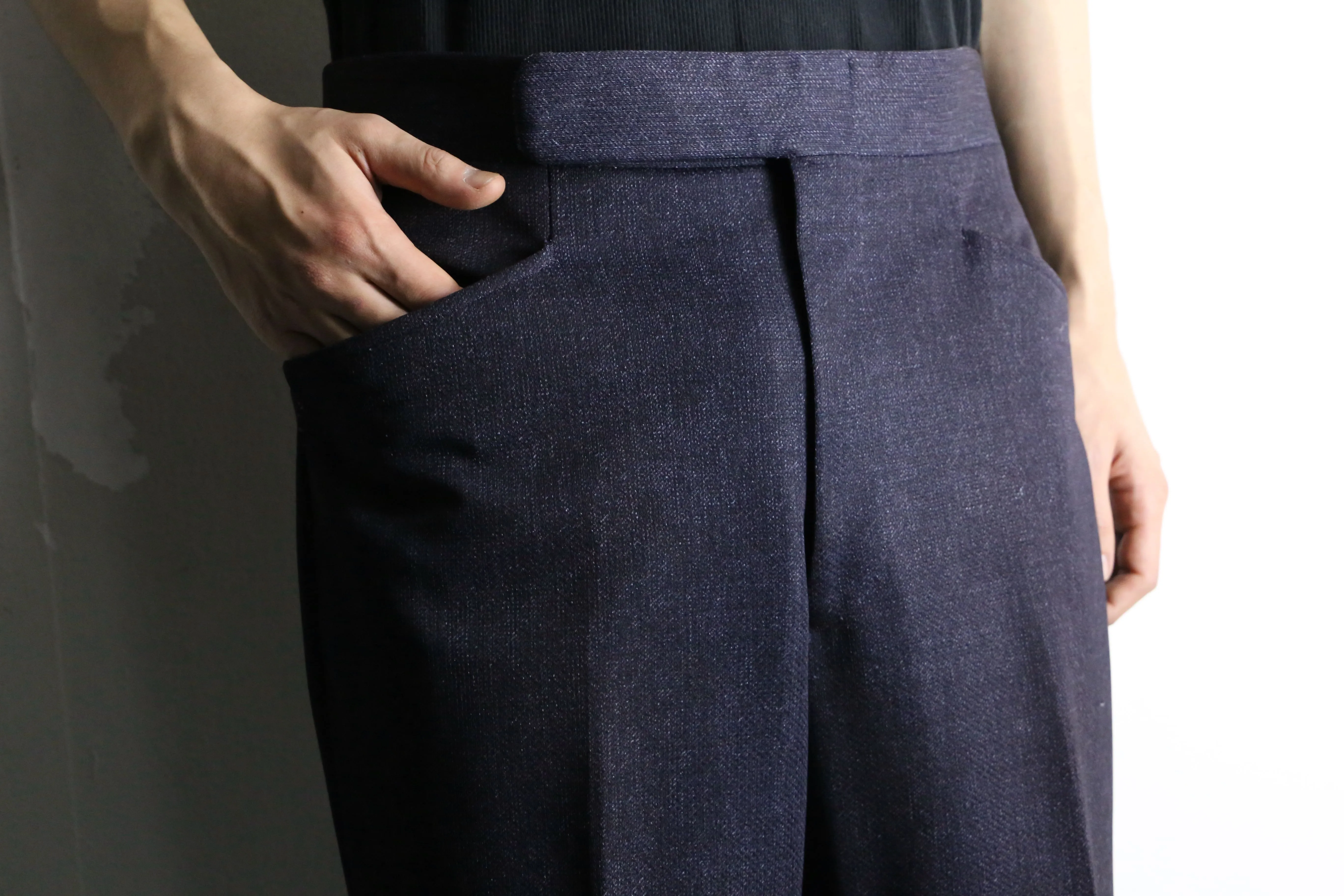 Indigo blue color semi flare slacks