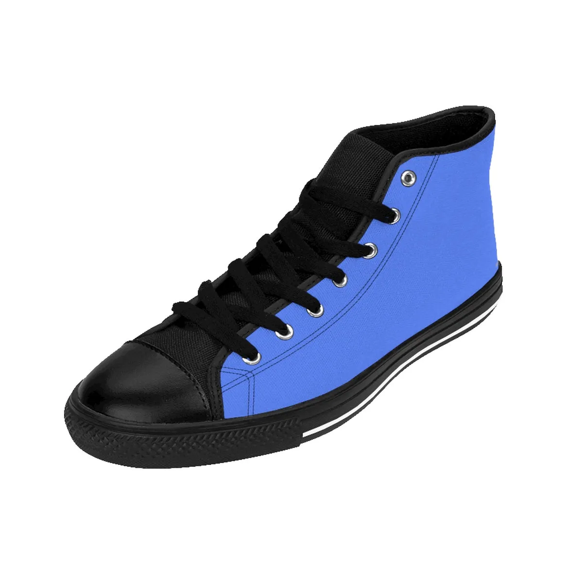 Indigo Blue Men's High Tops, Solid Color Print Premium High-top Premium Fashion Sneakers