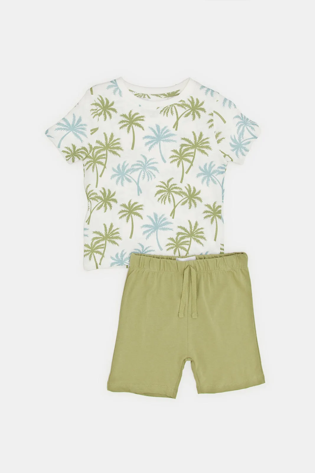 Infant Boys Ivory And Green Pyjama Set (2 Piece)