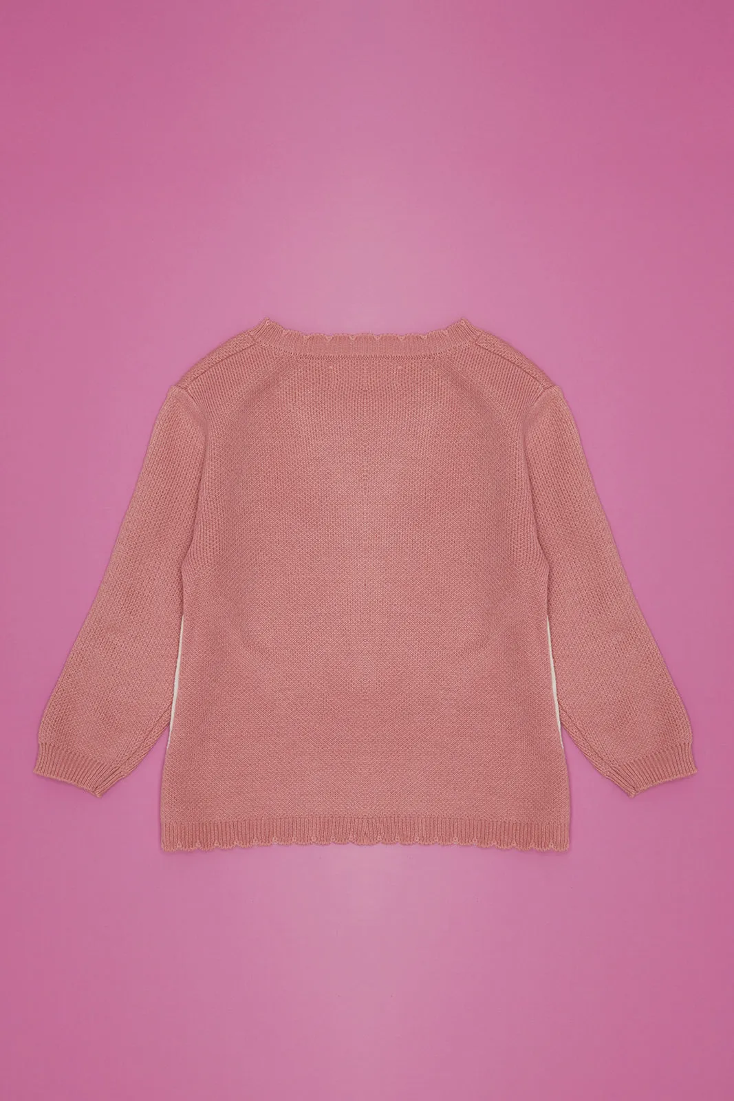 Infant Girls Pink Ballerina Knitted Pullover