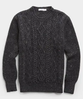 Inis Meain Aran Crewneck Sweater in Charcoal