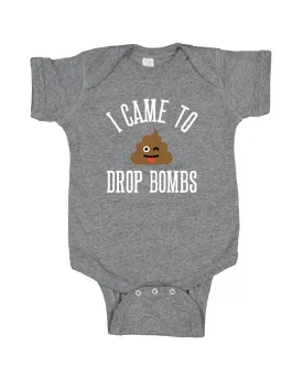 INK "I CAME TO DROP BOMBS" Baby Onesie - Heather Grey