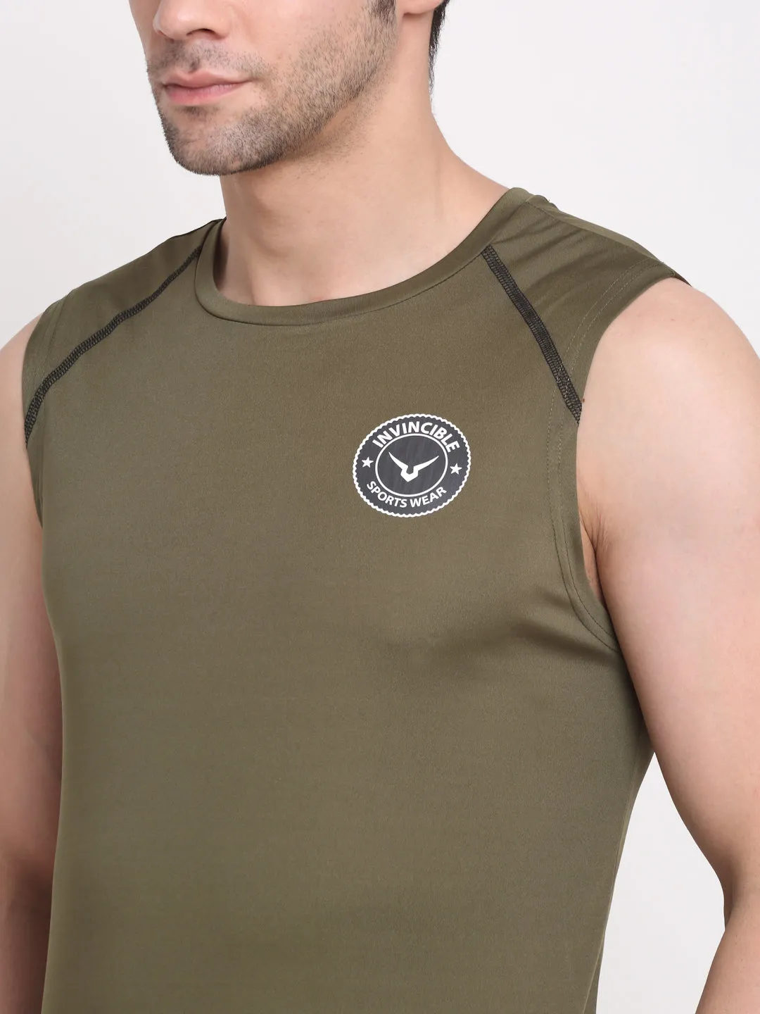 Invincible Men's Sleeveless Tee With Detail