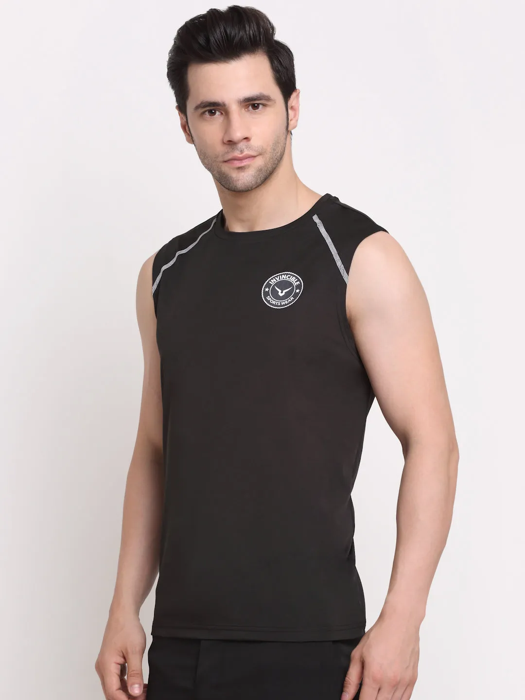 Invincible Men's Sleeveless Tee With Detail