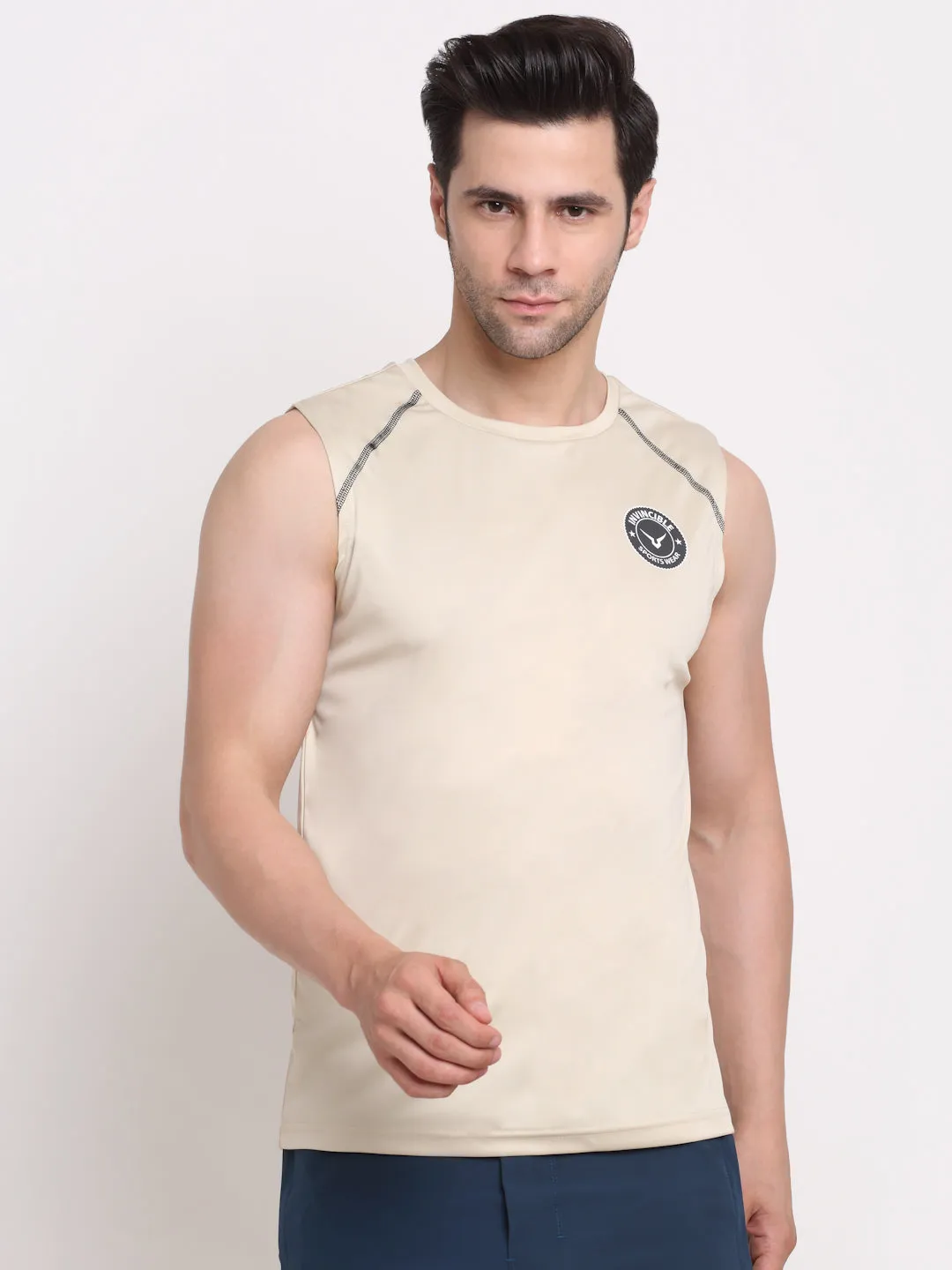 Invincible Men's Sleeveless Tee With Detail