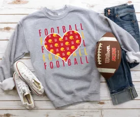 Iowa State Football Heart Repeat Grey Sweatshirt