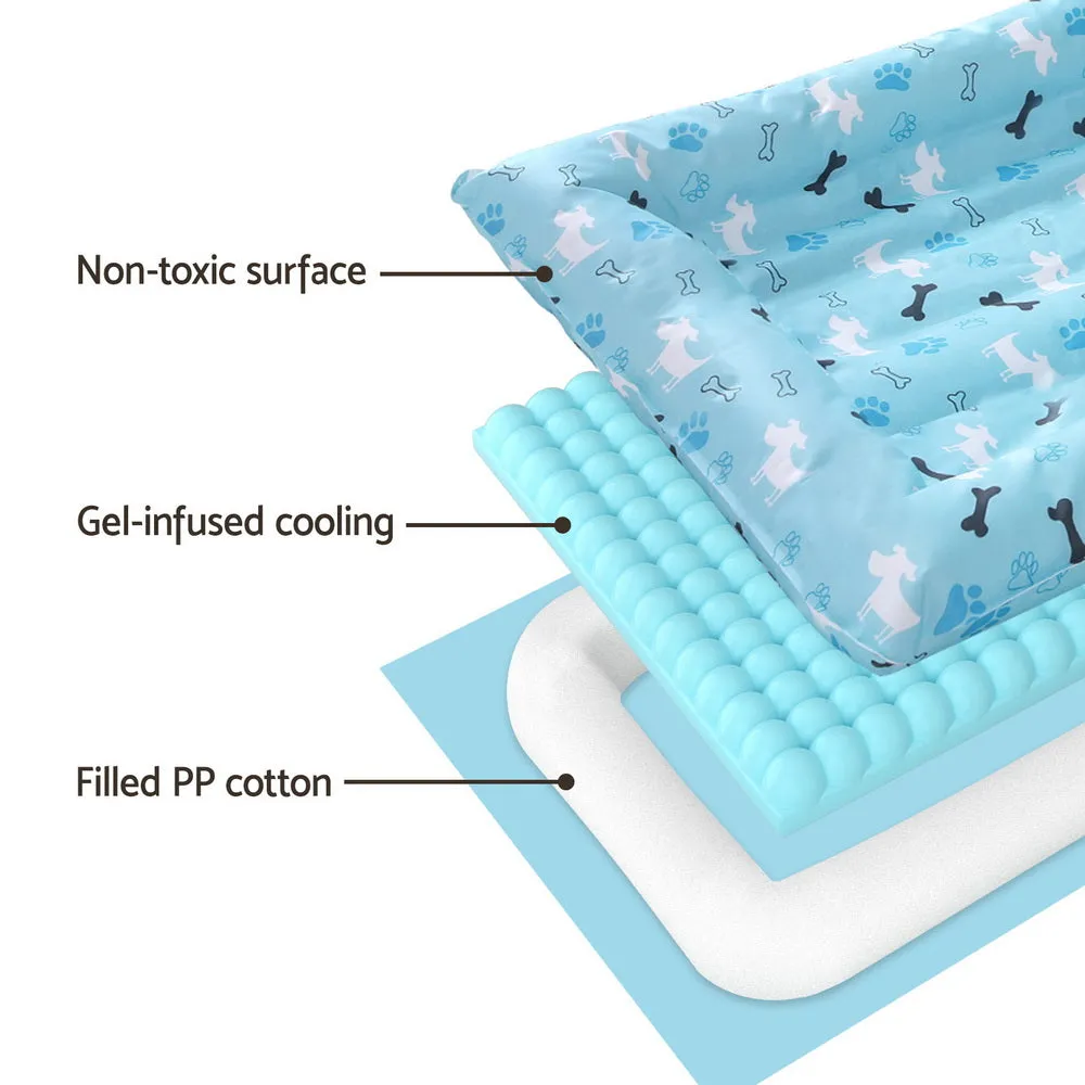 i.Pet Pet Cooling Mat Gel Dog Cat Self-cool Puppy Pad Large Bed Summer Blue