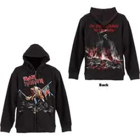 Iron Maiden Unisex Zipped Hoodie: Scuffed Trooper (Back Print)