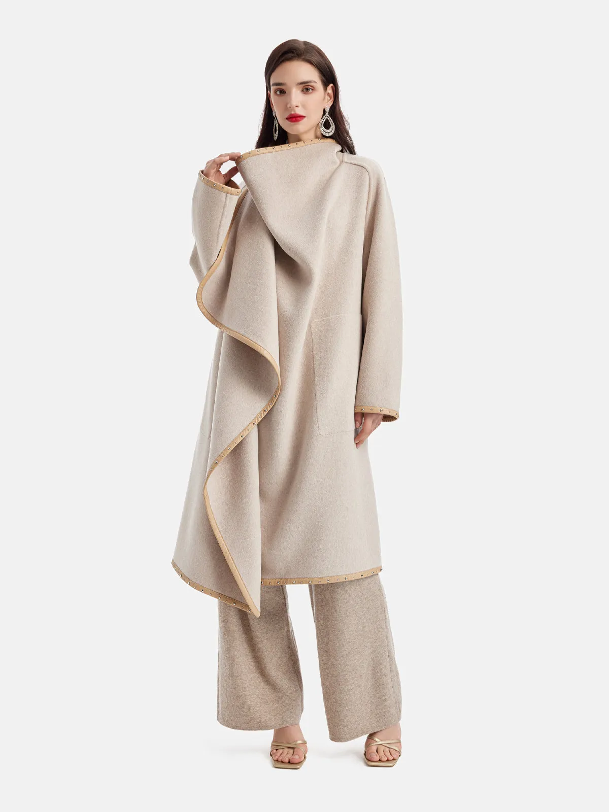 Irregular Silhouette Mid-Length Cashmere Coat