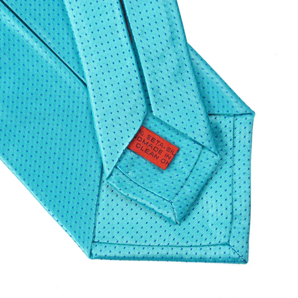 Isaia Aqua Blue Pindot Silk Tie