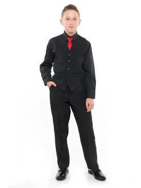 ISAIAH (Style #6711B) - Black Shirt, Vest, Tie Package - Boys